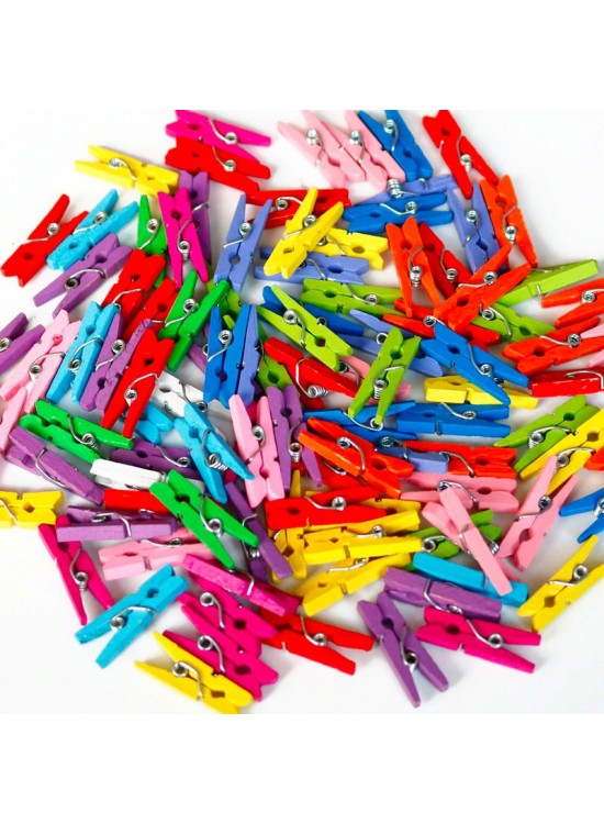 Hm Ahşap Mini Mandal Renkli 35mm 6850-8 100 Lü