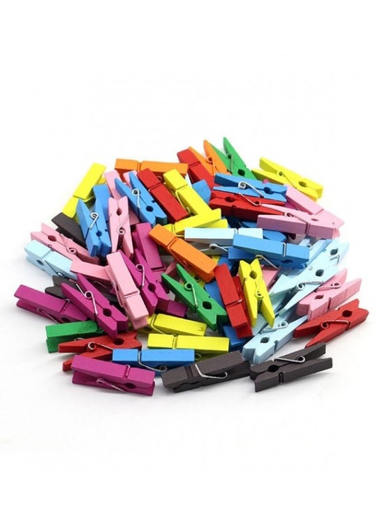 Hm Ahşap Mini Mandal Renkli 45mm 6850-11 100 Lü
