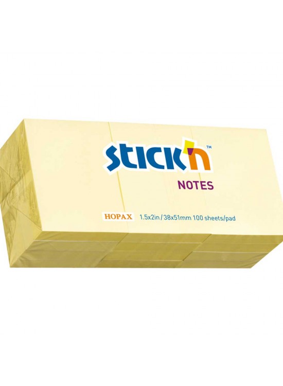 Hopax Stıckn Yapışkanlı Not Kağıdı 100 Yaprak 35x51 Pastel Sarı 21530 (1 Adet)