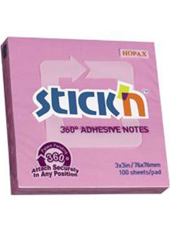 Hopax Stıckn Yapışkanlı Not Kağıdı 360° 100 YP 76x76 Pembe HE21554 (1 Adet)