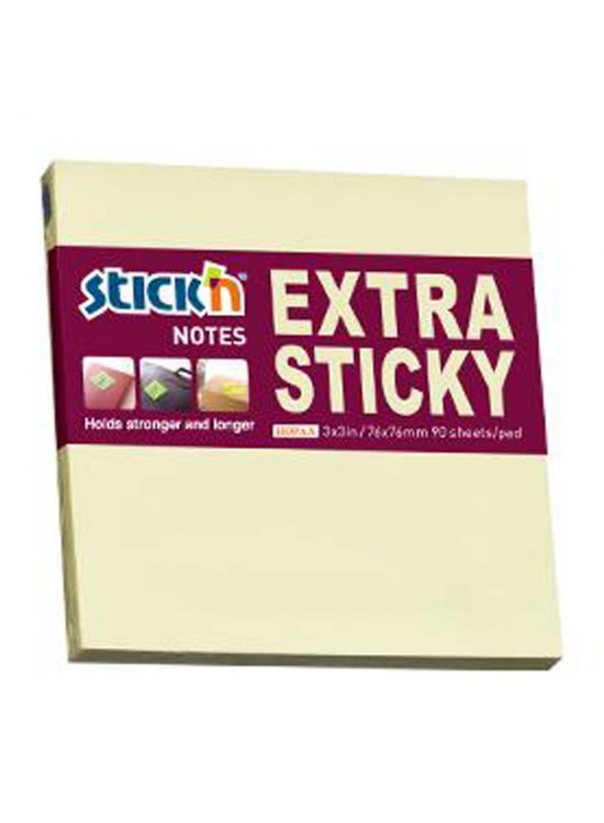 Hopax Stıckn Yapışkanlı Not Kağıdı Extra 90 YP 76x76 Pastel Sarı HE21660 (1 Adet)