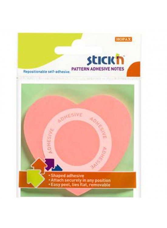 Hopax Stıckn Yapışkanlı Not Kağıdı Kalp Şekilli 50 YP 70x70 Açık Pembe 21545