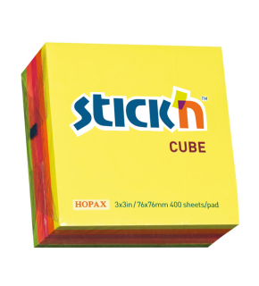 Hopax Stıckn Yapışkanlı Not Kağıdı Küp Fosforlu 400 YP 76x76 5 Renk 21012