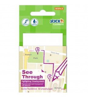Hopax Stıckn Yapışkanlı Not Kağıdı Yarı Saydam 50 YP 76x51 Beyaz 21708