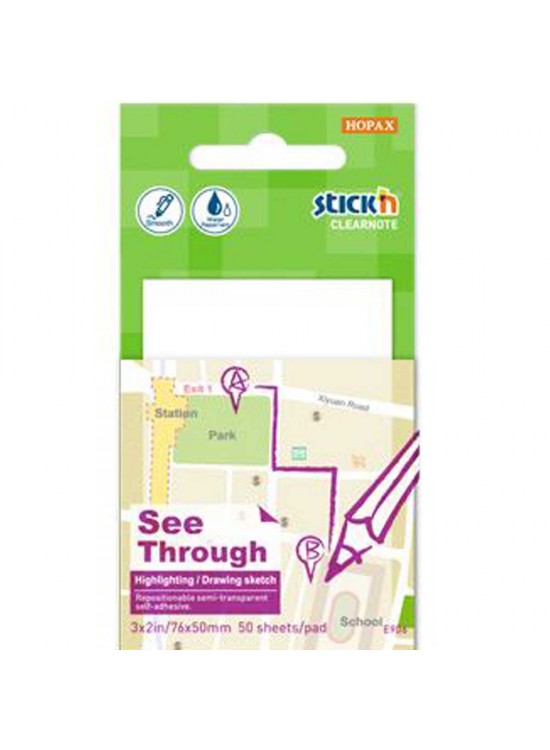 Hopax Stıckn Yapışkanlı Not Kağıdı Yarı Saydam 50 YP 76x51 Beyaz 21708