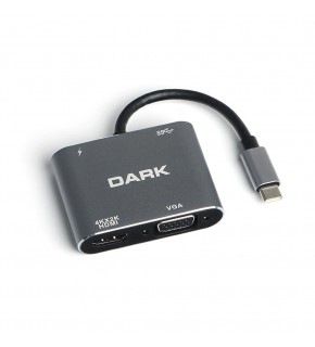 Hytech HY-USBC83 4K@30Hz Gri Metal 2xUSB3.0, 1xUSB
