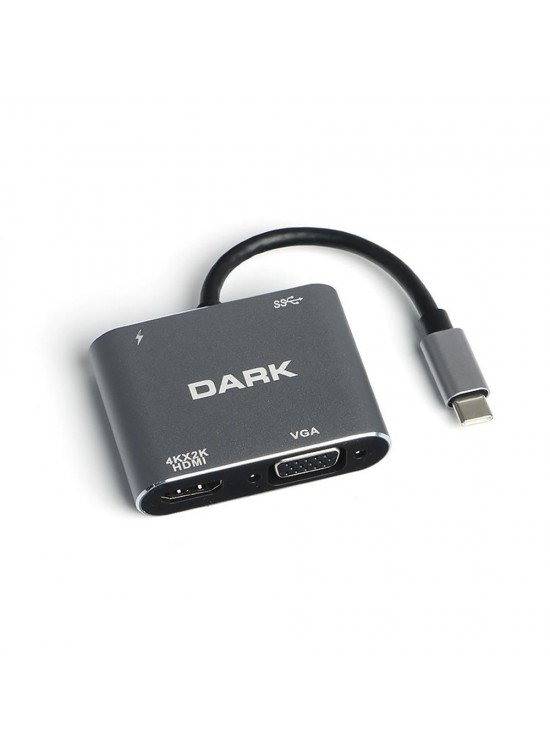 Hytech HY-USBC83 4K@30Hz Gri Metal 2xUSB3.0, 1xUSB