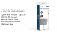 Inca ITPC-04TX Type-c Hub HDMI 4K@30hz USB3.0+PD100W Akım ve Voltaj Korumalı Alüminyum Çoklayıcı