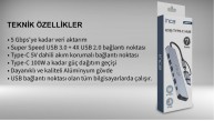 Inca IUTP-7T Usb+Type-c Girişli USB 3.0+4X USB 2.0 Type-C 5V 2X Type-C 100W Çoklayıcı