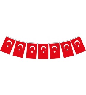 İpli Kağıt Bayrak Mini Boy Ay Yıldız 40 Lı 6X10