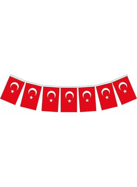 İpli Kağıt Bayrak Orta Boy Ay Yıldız 40 Lı 8X13