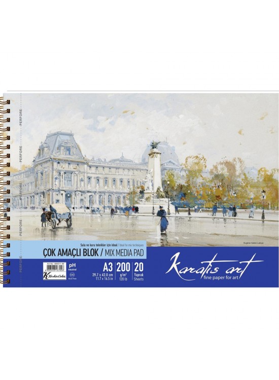 Karatis Resim Blok Spiralli Art 200 Gr A3 20 YP 486011-99