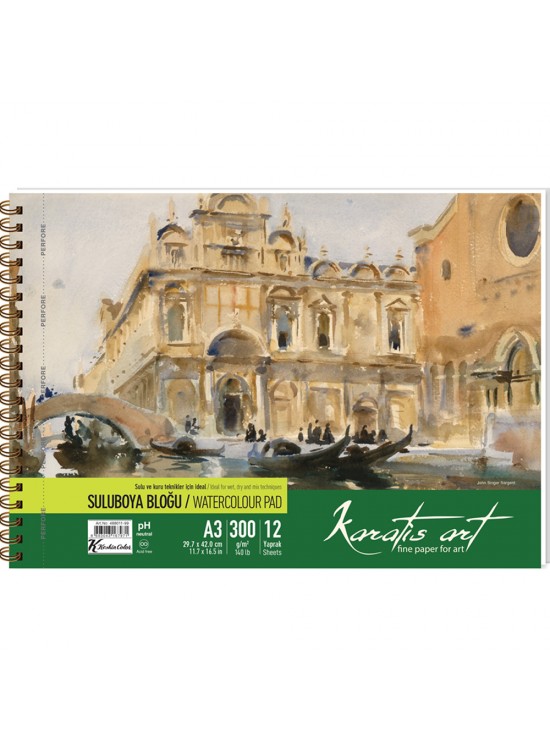 Karatis Suluboya Blok Spiralli Art 300 Gr A3 12 YP 488011-99