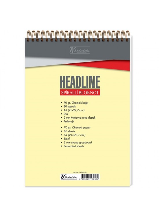 Keskin Color Bloknot Karton Kp.Spr Headline A4 80 Yp.Çiz