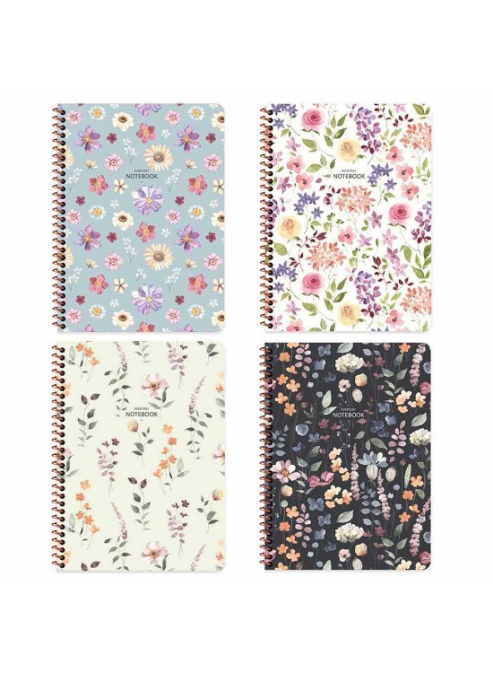 Keskin Color Defter Karton Kp.Spr.Çiçek 16,5x22,5 80 YP Çiz.
