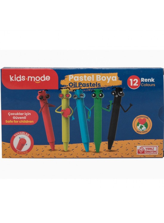 Kidsmode Yağlı Pastel Boya Yuvarlak 12 Renk