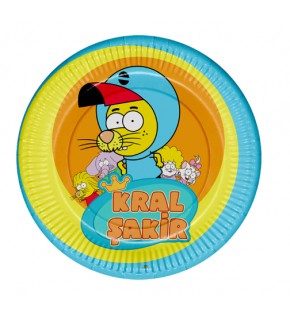 Kika Kral Şakir Action Karton Tabak 23cm 8 Li