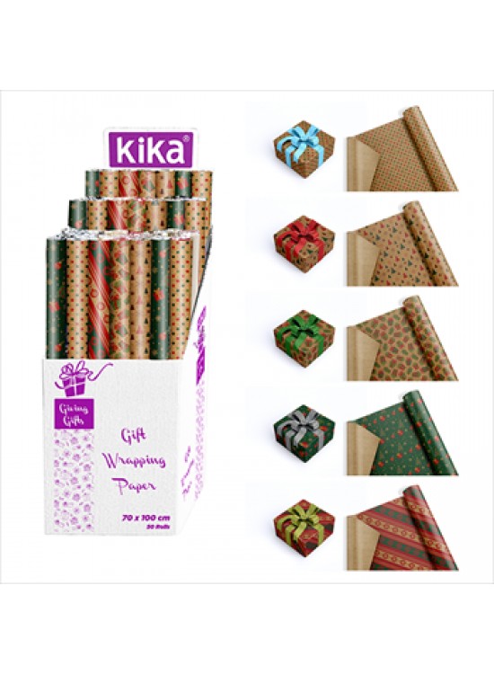Kika Rulo Hediye Paket Kağıdı 70x100 Yılbaşı (1 Adet)