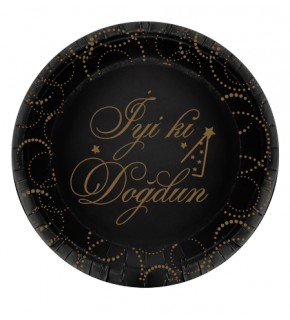 Kikajoy Karton Tabak Elegan İyiki Doğdun 6 Lı Siya