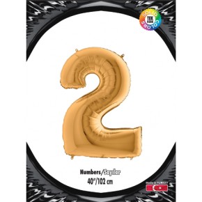 Kikajoy Rakam Folyo Balon 40" Altın -2-