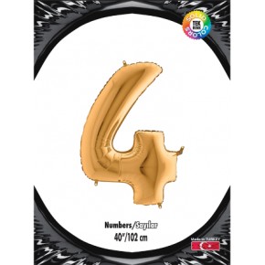 Kikajoy Rakam Folyo Balon 40" Altın -4-