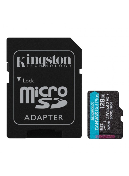 Kingston SDCG3-128GB 128GB microSDXC Canvas Go Plus 170R A2 U3 V30 Card + ADP Hafıza Kartı