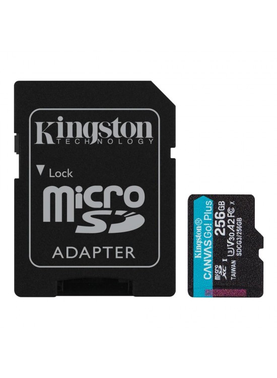 Kingston SDCG3-256GB 256GB microSDXC Canvas Go Plus 170R A2 U3 V30 Card + ADP Hafıza Kartı