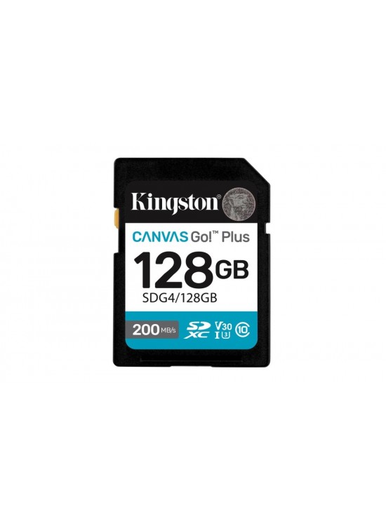 Kingston SDG4-128GB 128GB SDXC Canvas Go Plus Gen4 200MB-s C10 UHS-I U3 V30 Hafıza Kartı