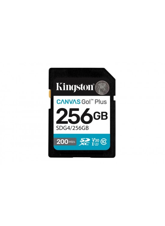 Kingston SDG4-256GB 256GB SDXC Canvas Go Plus Gen4 200MB-s C10 UHS-I U3 V30 Hafıza Kartı