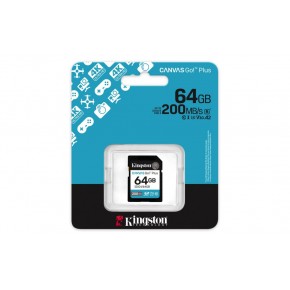 Kingston SDG4-64GB 64GB SDXC Canvas Go Plus Gen4 200MB-s C10 UHS-I U3 V30 Hafıza Kartı