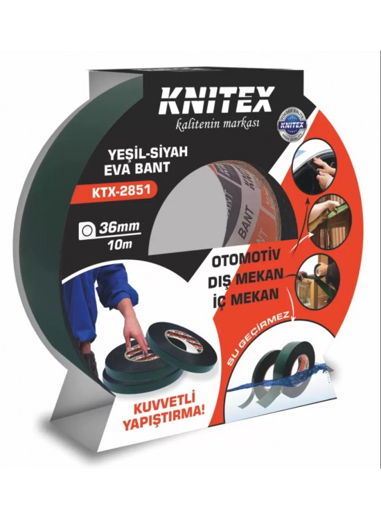 Knıtex Eva Bant Yeşil Siyah 36Mmx10Mt Ktx-2851