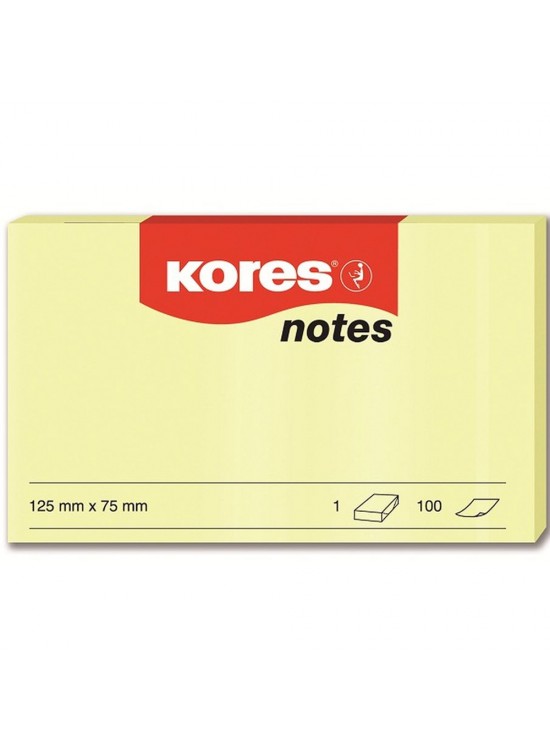 Kores Yapışkanlı Not Kağıdı Sarı 125x75 MM 100 Syf 46125
