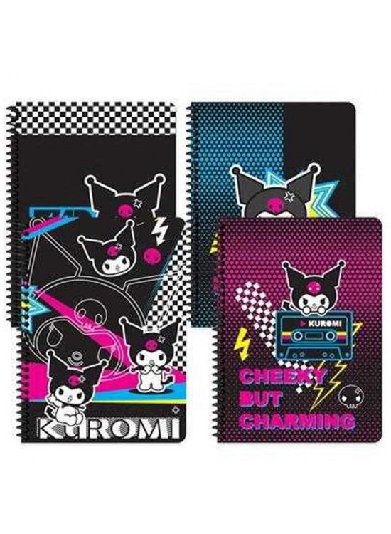 Kuromi Defter Spiralli Karton Kapak 16,5x22,5 80 YP Kareli 380632-12