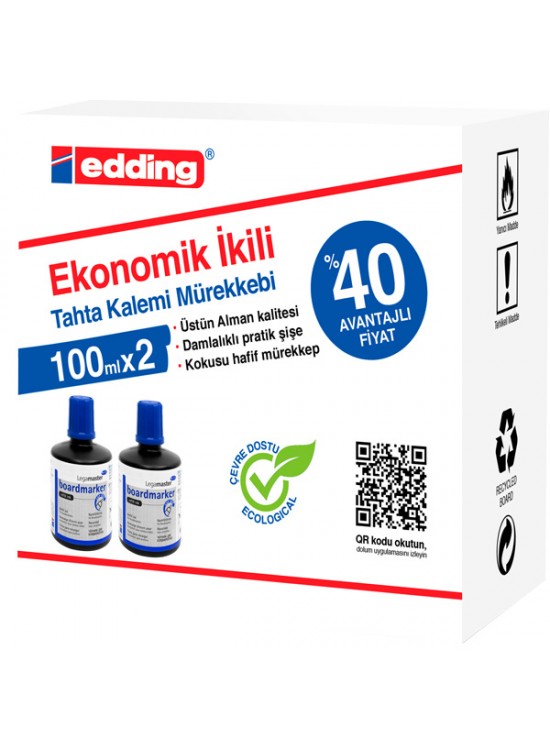 Legamaster Tahta Kalem Mürekkebi Ekonomik 100 ML Mavi 2 Li LM1199K203