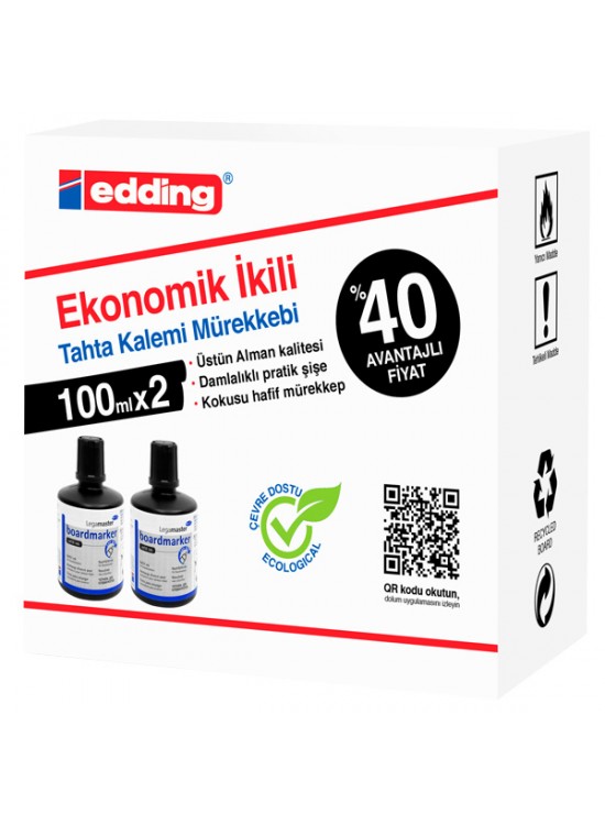 Legamaster Tahta Kalem Mürekkebi Ekonomik 100 ML Siyah 2 Li LM1199K201