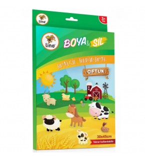 Lino Boyama Kitabı Boya Sil Aktivite Matı Çiftlik Silinebilir BS-2001