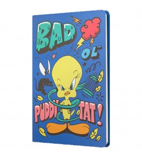 Mabbels Sert Kapak Butik Defter Tweety Bad Puddy Tat Mavi 80 YP 15x21 DFT-388128