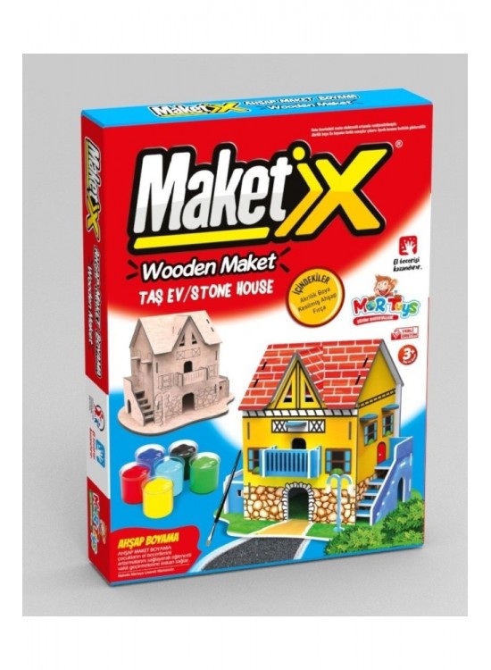 Maketix 3D Ahşap Boyama Seti Taş Ev 9786