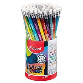 Maped Kurşun Kalem Silgili Siyah Pep S Energy 72 Li Kavanoz 852002