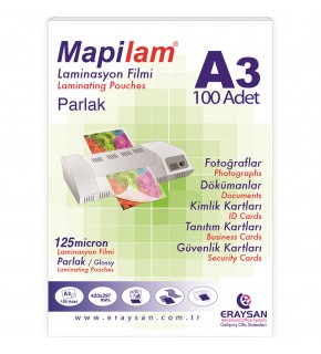 Mapi Laminasyon Filmi Sıcak Parlak A3 125 MIC 102 12 03 (1 Adet)