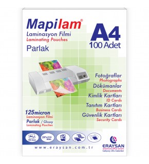 Mapi Laminasyon Filmi Sıcak Parlak A4 125 MIC 102 12 04 (1 Adet)