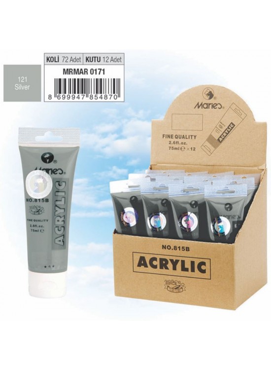 Maries Akrilik Boya 75 ML Silver (Gümüş) 815-121