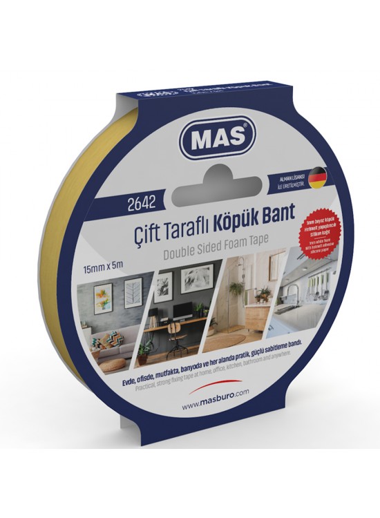 Mas Çift Taraflı Köpük Bant 15 MM x 5 M 2642