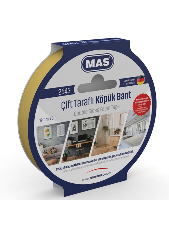 Mas Çift Taraflı Köpük Bant 19 MM x 5 M 2643