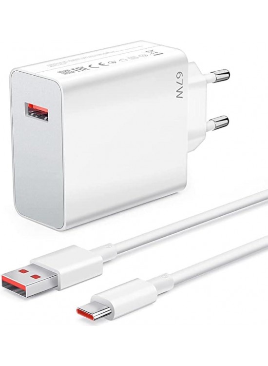 Megatech 67w Turbo Şarj Gösterme EvŞarj Kafa + Type-C Şarj Kablosu