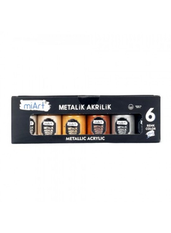 Miart Akrilik Boya Metalik 6 Lı Set 30 Ml
