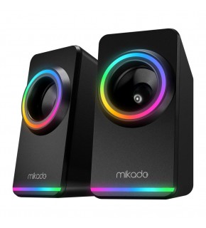 Mikado MD-182 2.0 3W-2 Siyah RGB Aydınlatmalı USB + 3.5mm USB 5V Speaker Hoparlör