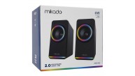 Mikado MD-182 2.0 3W-2 Siyah RGB Aydınlatmalı USB + 3.5mm USB 5V Speaker Hoparlör