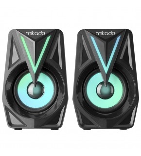 Mikado MD-S23 GLARE 2.0 Multimedia 3W-2 Siyah USB RGB Işıklı Gaming Speaker Hoparlör Stereo Giriş