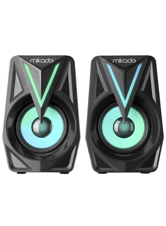 Mikado MD-S23 GLARE 2.0 Multimedia 3W-2 Siyah USB RGB Işıklı Gaming Speaker Hoparlör Stereo Giriş
